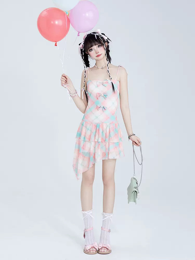 Summer Sweet Girl Ribbon Suspender Dress