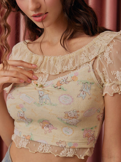 Lace Blouse + Animal Sweet Camisole