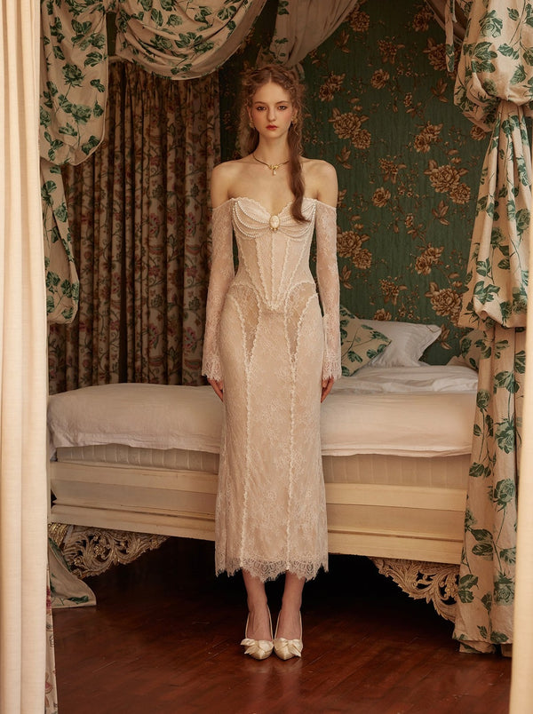 Sheer Lace Long Dress