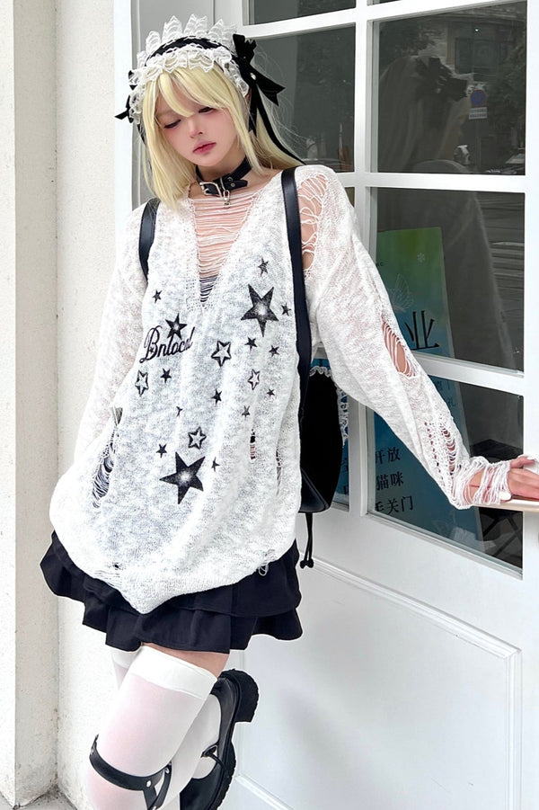 ホールアウトソフトニットロングスリーブトップ