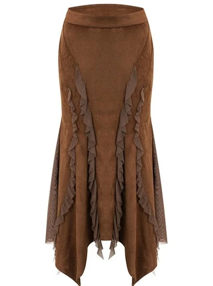 Maillard Suede A-Line High Waist Fishtail Skirt