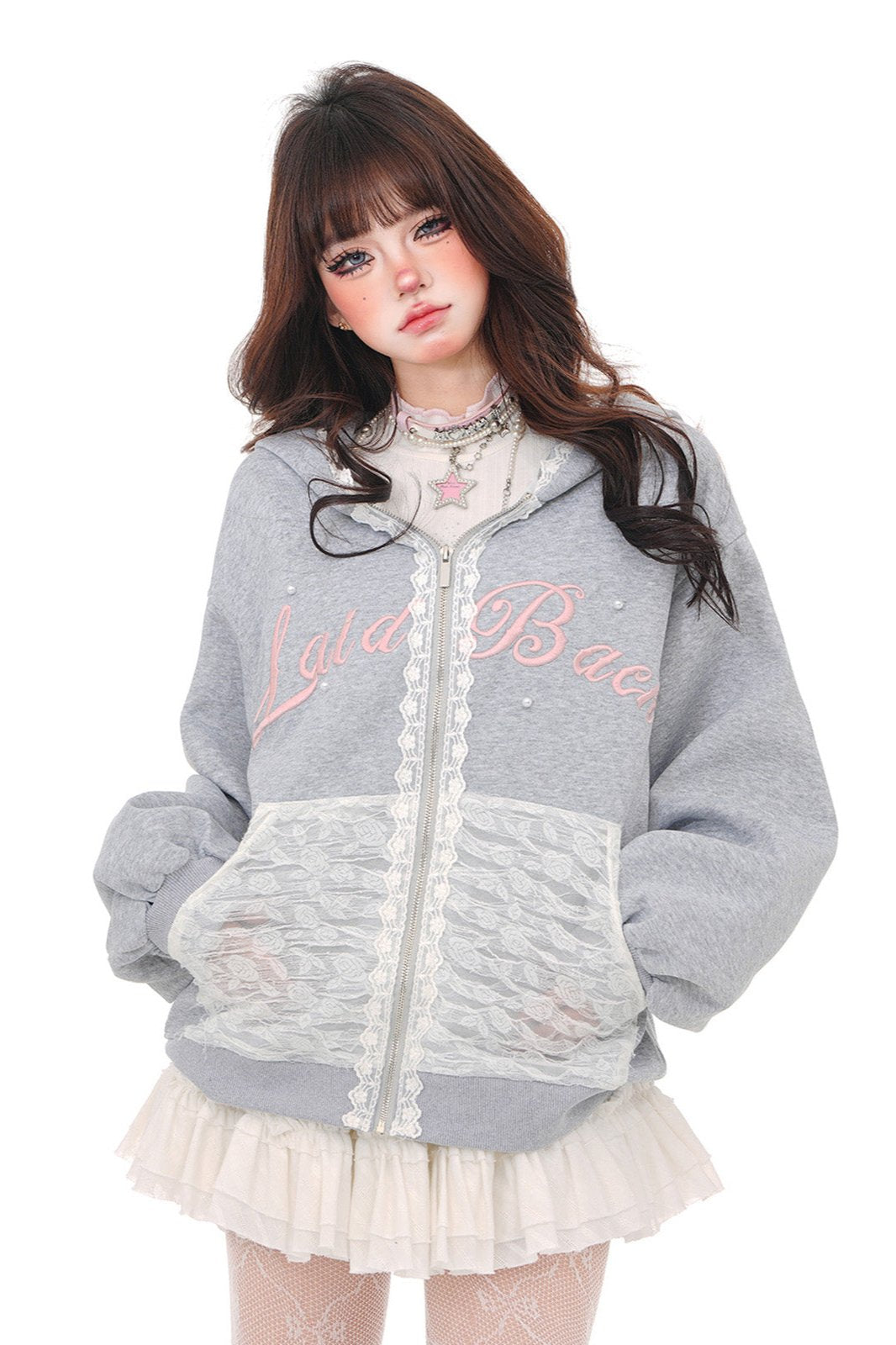 Slachy Gray Food Dead Zip Sweat Parker