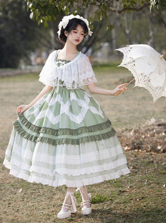 Retro Girl Summer Lolita Dress + Short Summer Shawl