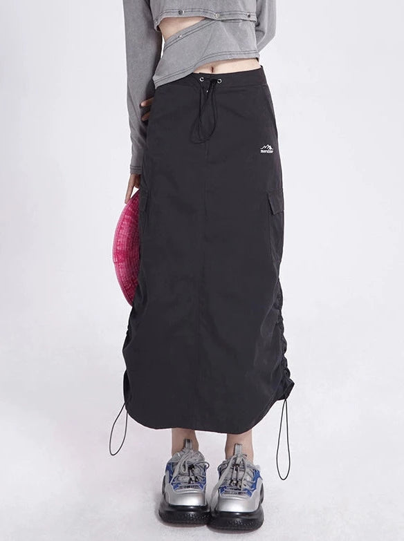 Drawstring Irregular Sport Style Half Length Skirt
