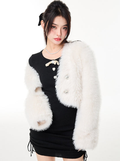 French fur short coat