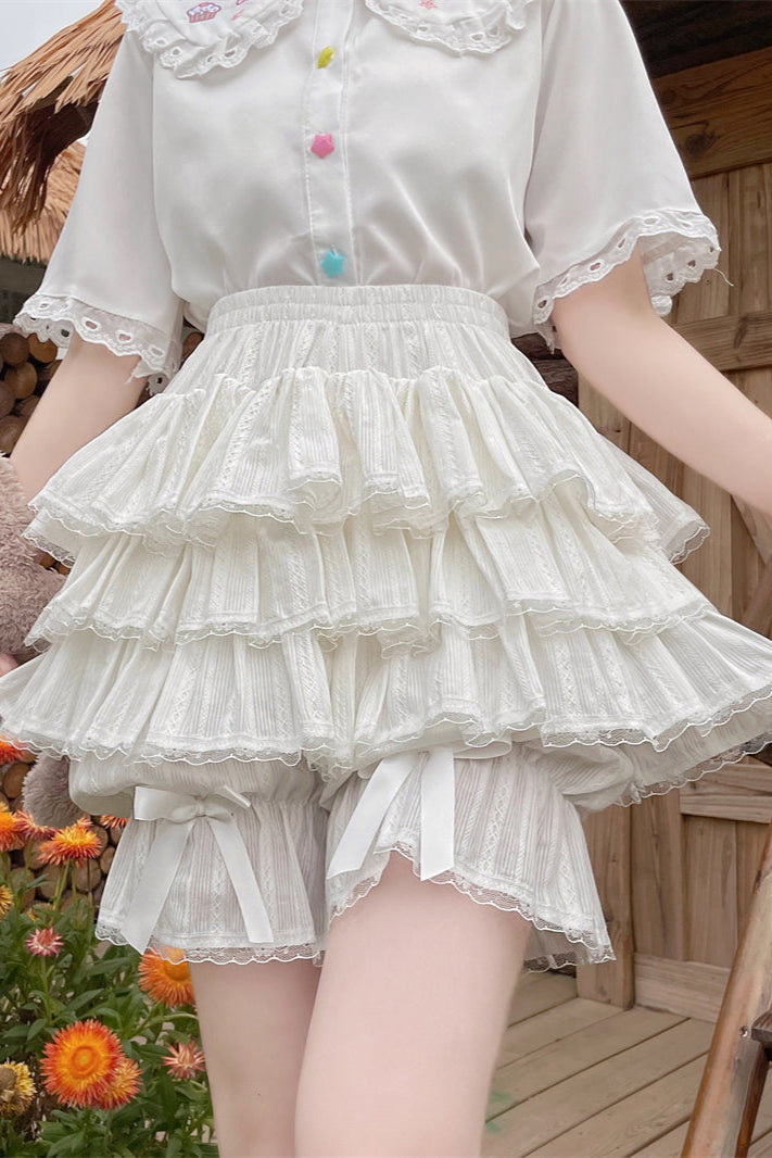 キュートフリルティアードスカートパンツ