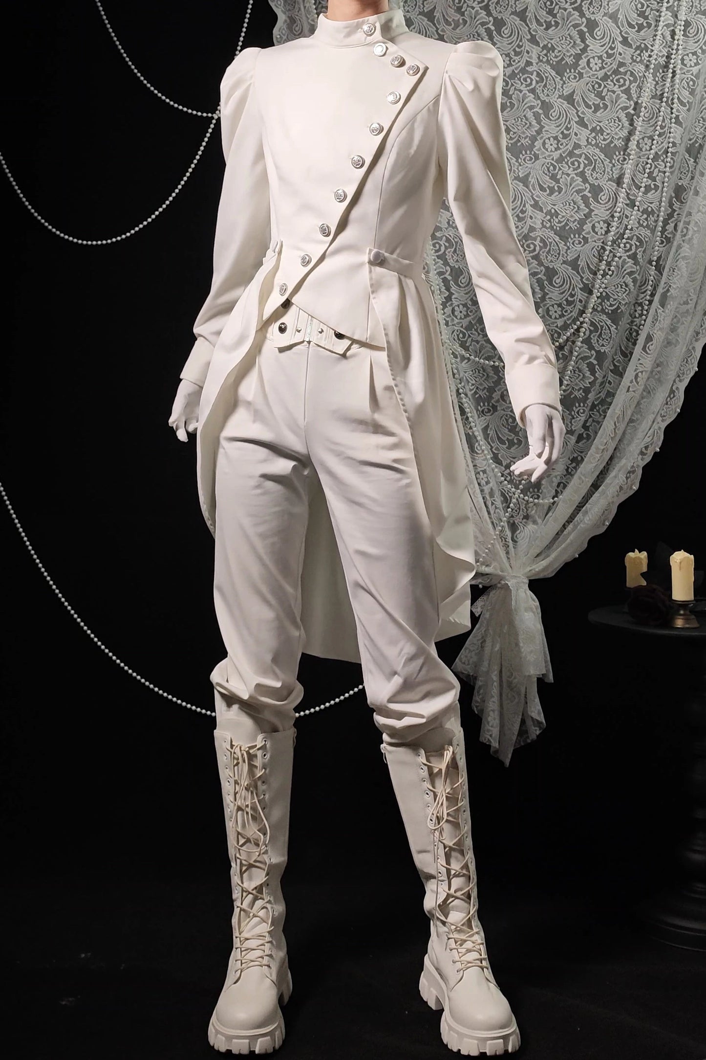 【9月28日予約締切】Gothic Prince Stand Collar Asymmetric Coat Jacket With Train