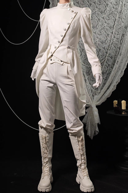 【9月28日予約締切】Gothic Prince Stand Collar Asymmetric Coat Jacket With Train