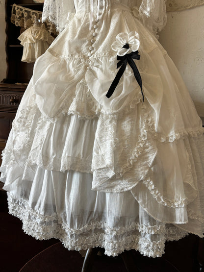 [Reservierungsschluss: 18. August] Accessoires der White-Fairy-Lolita-Serie (2WAY-Blumen-Schleifenbrosche/Haarclip)