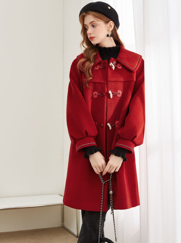 Stitched Mid-Length Horn Button Coat