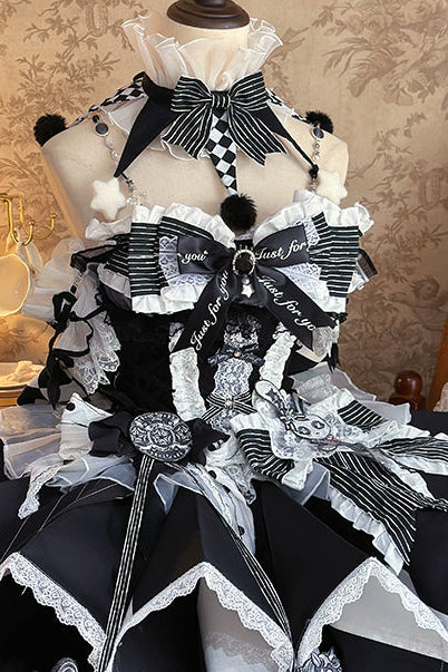 【12月8日予約締切】サーカスロリータエレガントレトロゴシックピエロドレスセット＋アクセサリーコンプリート
