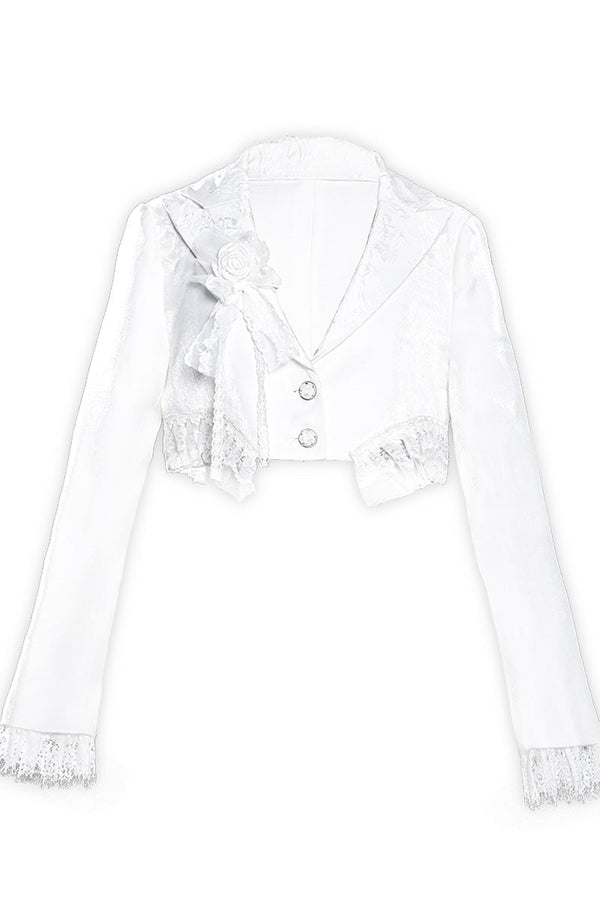 French Girl Lace Splicing Short Jacket