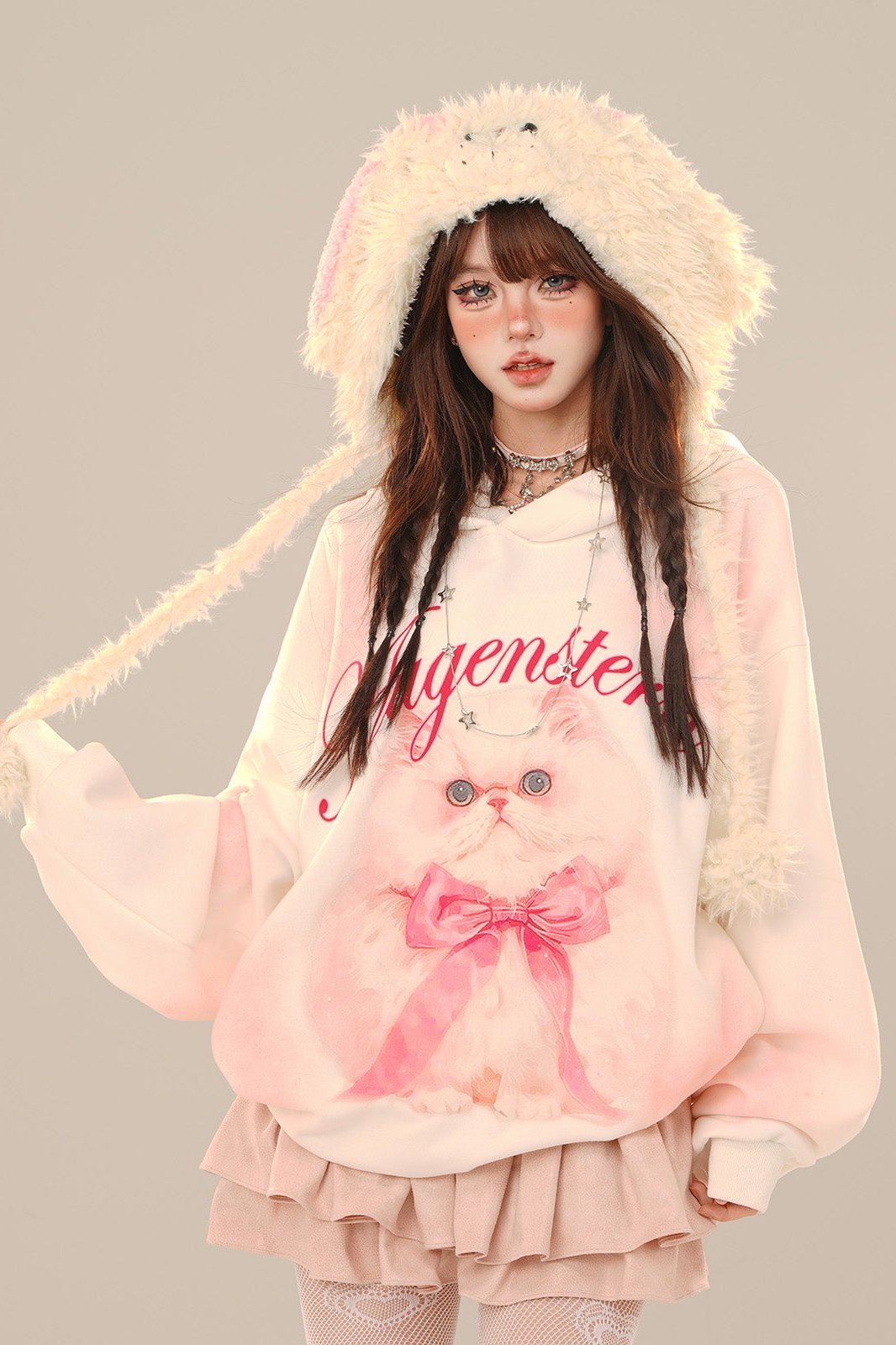 Cat Doll Loose Hoodie Oversized Sweatshirt