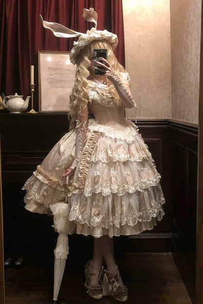 【8月3日予約締切】バーボンローズヴィクトリアンジュエルパールレースエンブロイダリーロリータプリンセスドレスTypeA/B＋アクセサリー（アームカバー・バックリボントレーン）【8月3日予約締切】バーボンローズヴィクトリアンジュエルパールレースエンブロイダリーロリータプリンセスドレス