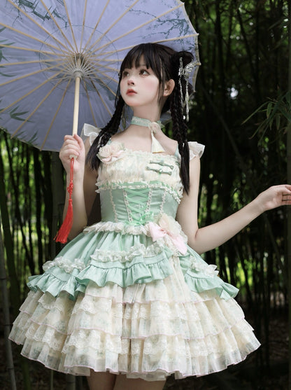 Flower Frilled Chinese Lolita Dress