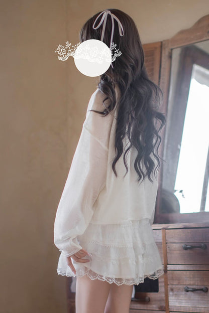 White Linen Top (w/Inner) + Flared Skirt