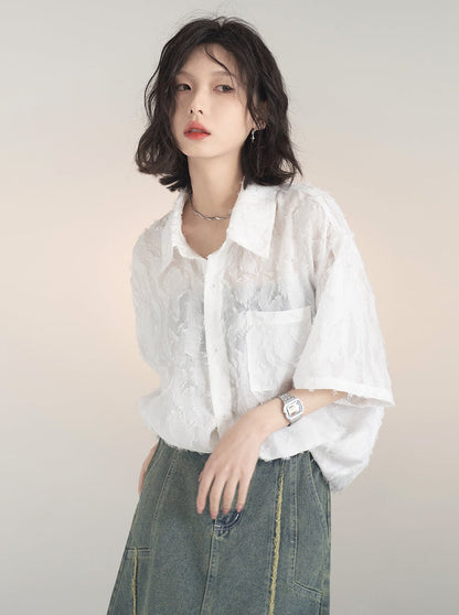 Sheer Retro Shirt Loose Shirt