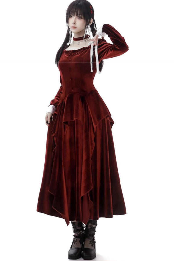 Velvet Slim Waist Party Dress