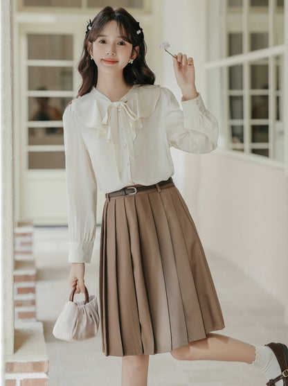 French Retro Chic Ruffle Chiffon Shirt