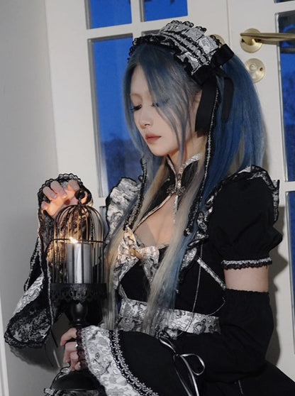 Silver Dragon Maid Lace Ribbon Headdress