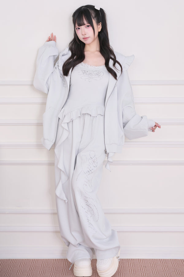 Lace Subculture Hooded Sweatshirt + Camisole + Shorts + Long Pants