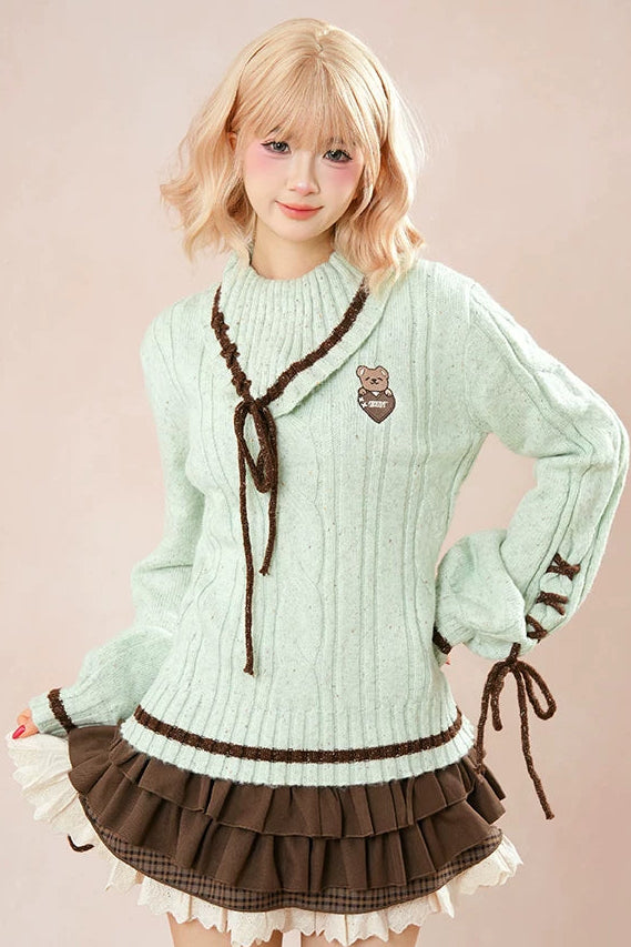 ミントベアニット+ケーキスカート