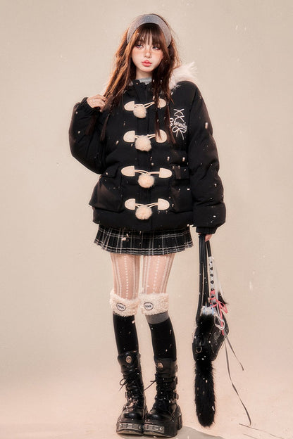 サシーシックンドフーディーコットンジャケット