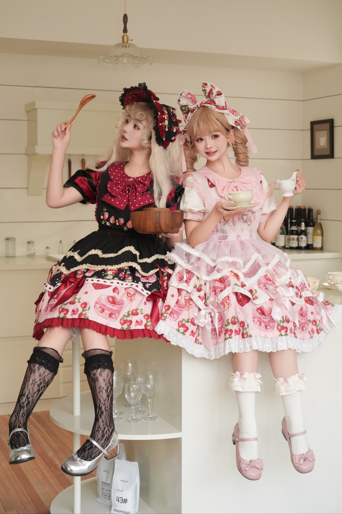 Strawberry Season Series Apron Catsuits Bonnets