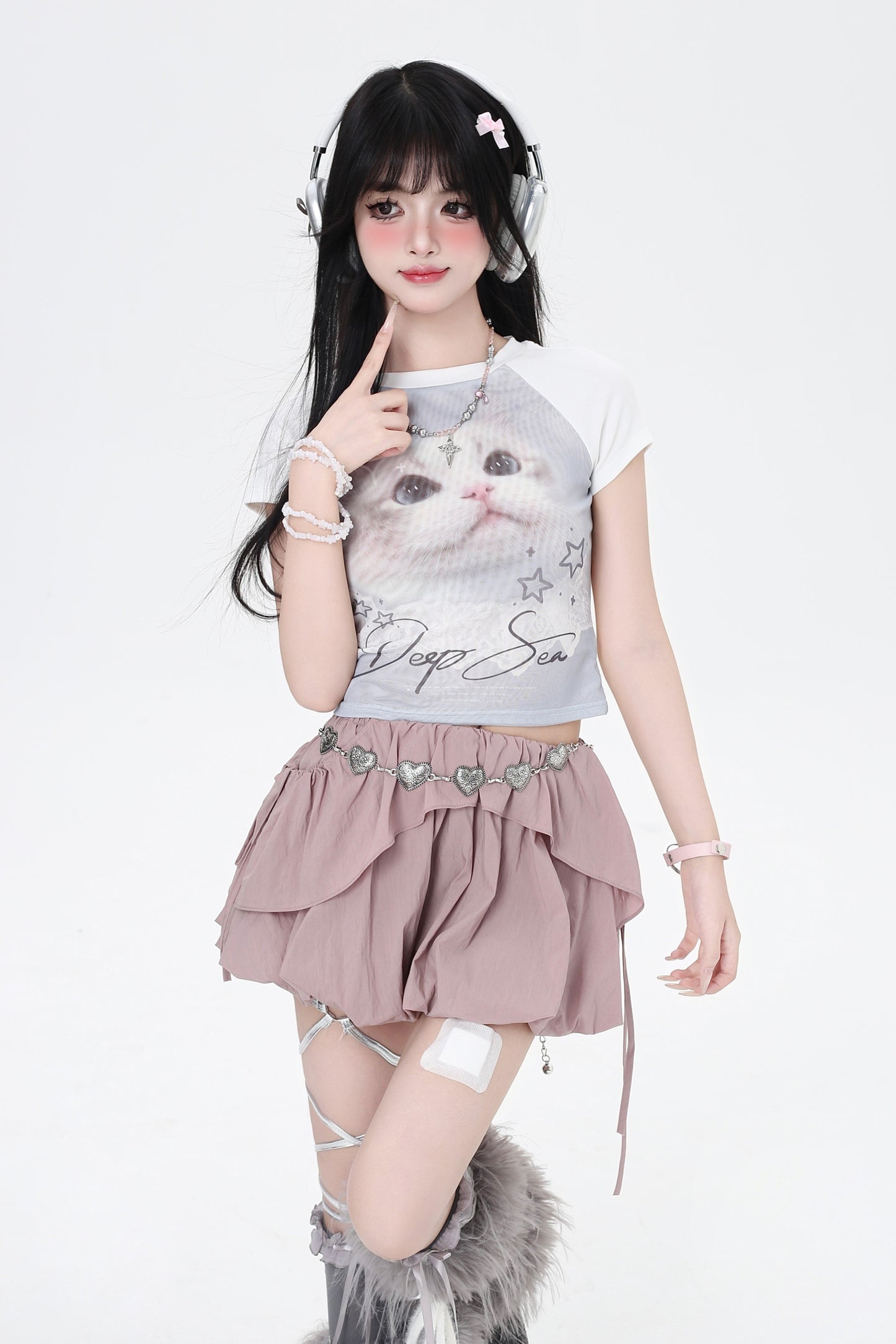 3-Style One-Shoulder Drawstring Top & Skirt