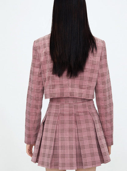 Ribbon Check Jacket + Check Skirt