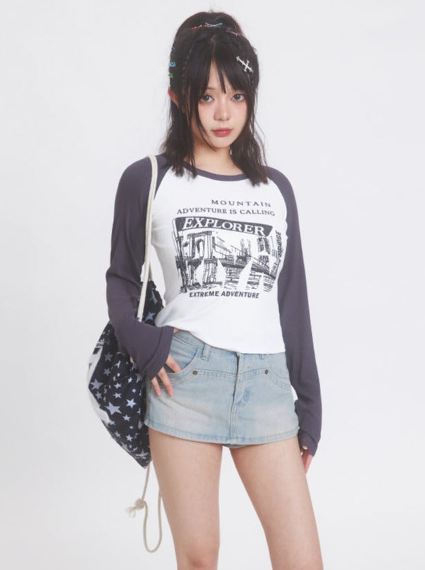 American Retro Bicolor Raglan Top