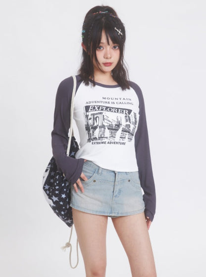 American Retro Bicolor Raglan Top