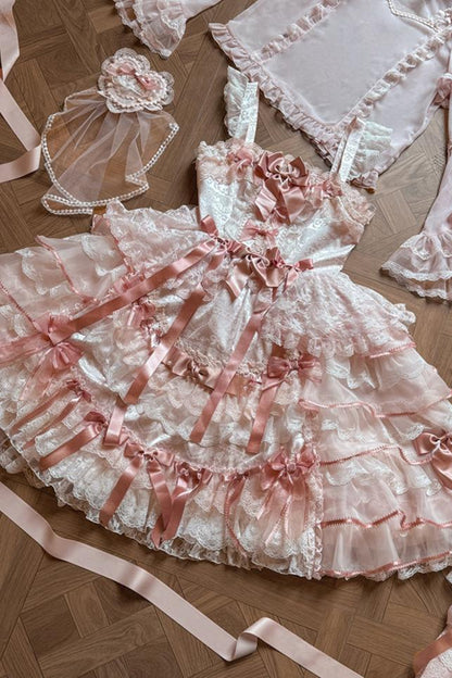 [Reservation deadline on October 18] Rose Garden Floral Pearl Ribbon Tulle Dress