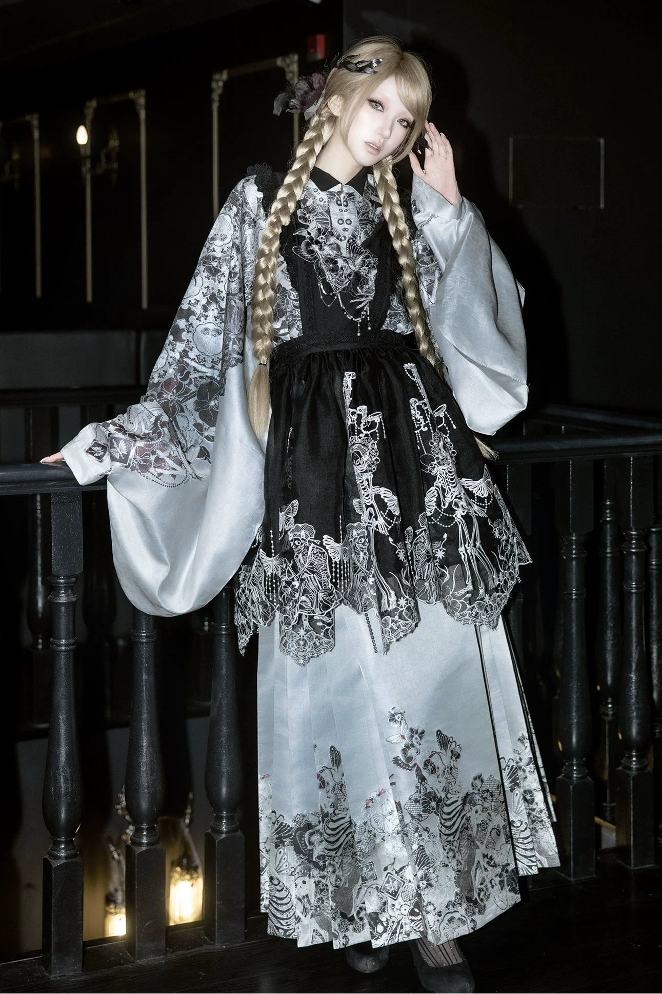 Gothic Skirt + Big Sleeve Jacket + Pleated Long Skirt