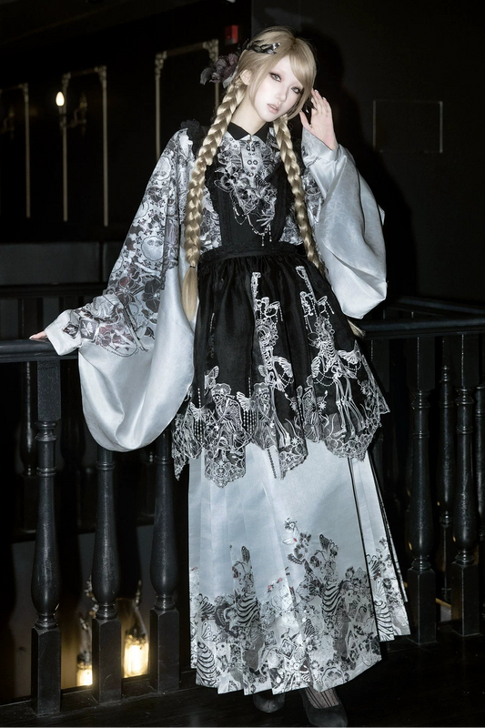 Gothic Skirt + Big Sleeve Jacket + Pleated Long Skirt