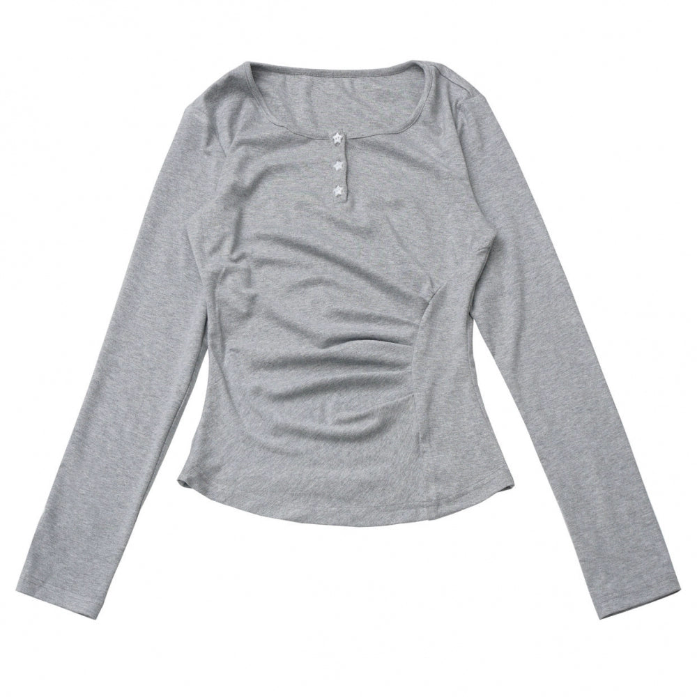 マルチカラーボタンリボントップス