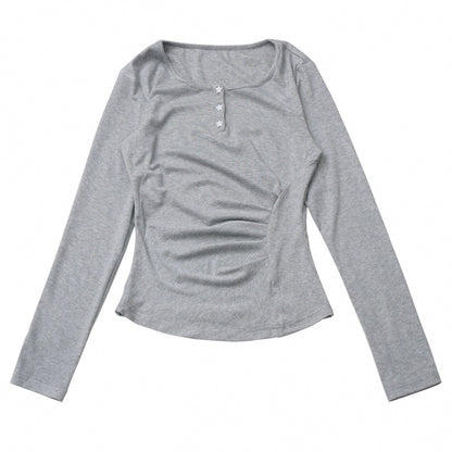 マルチカラーボタンリボントップス