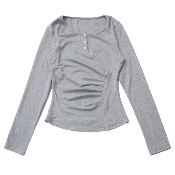 マルチカラーボタンリボントップス