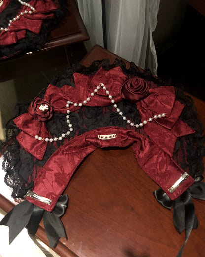 ローズフリルプリンセスジャンパースカート+バッグリボン+ボンネット