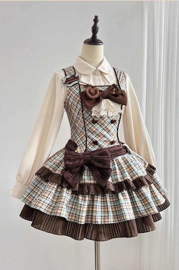 [September 16 Reservation Deadline] Afternoon Tea Sweet Chocolate Check Dress Suit