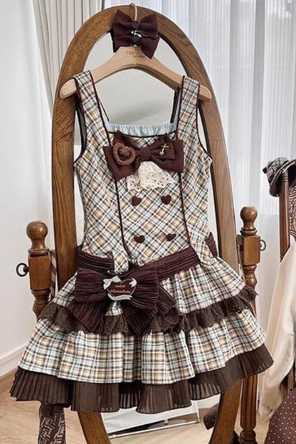 [September 16 Reservation Deadline] Afternoon Tea Sweet Chocolate Check Dress Suit