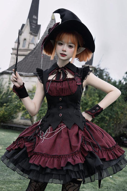 [Vorbestellschluss 8. Mai] Schmales ärmelloses Halloween-Gothic-Kleid im Zaubertrank-Stil