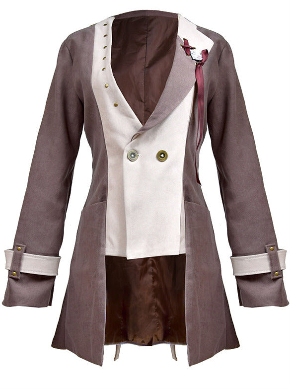 Steam Continental Milk Brown Contrast Collar Retro Jacket Short Coat