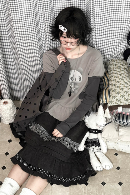 Angel Bear Top + Flare Skirt