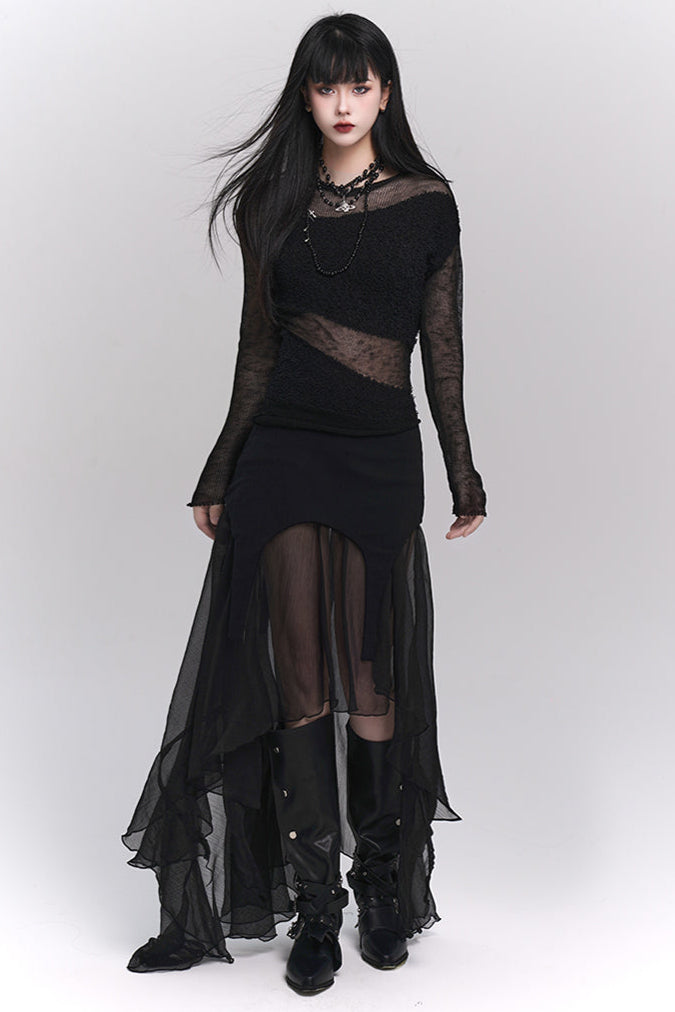 Sheer mode top + sheer long skirt