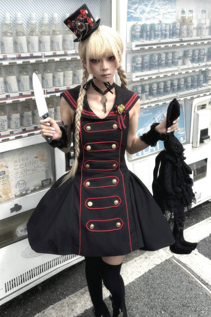 Black Red Navy Large Hem Backless Dress