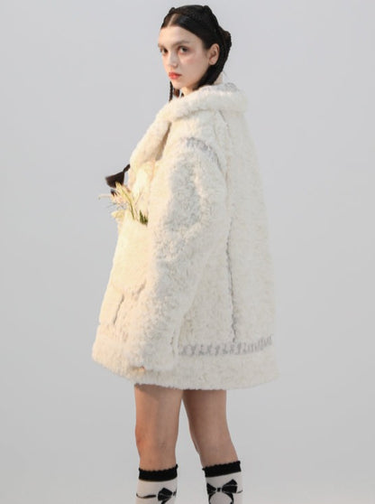 Little Milk Rabbit Reversible Jacquard Fur Coat