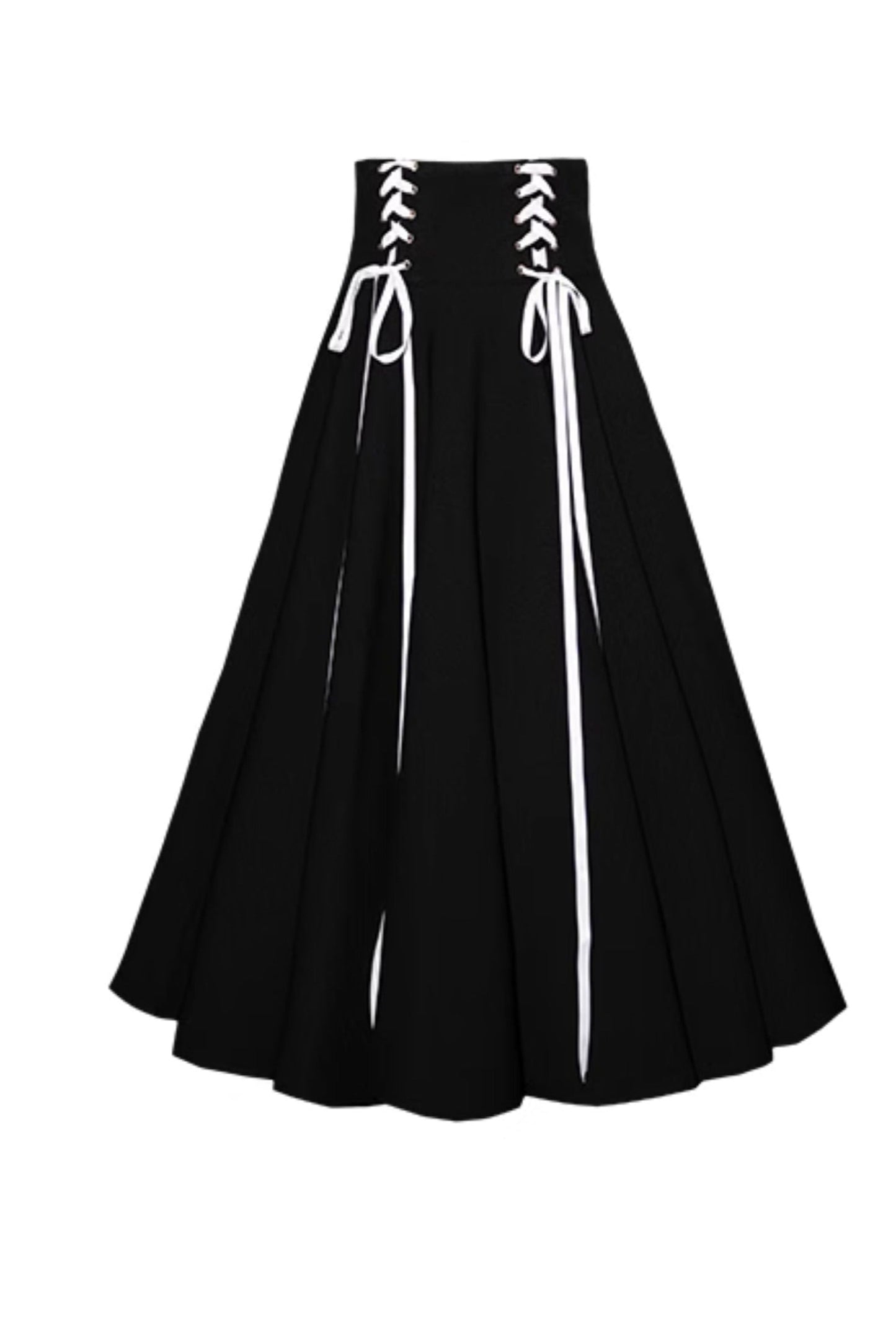 French Court Retro Waist Tie Big Swing Skirt