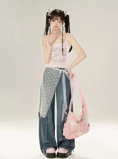 Lace Sheer Ribbon Skirt