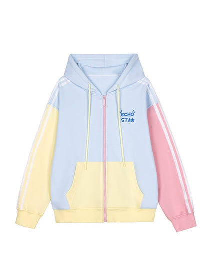 Pastel colorful food zip hoodie